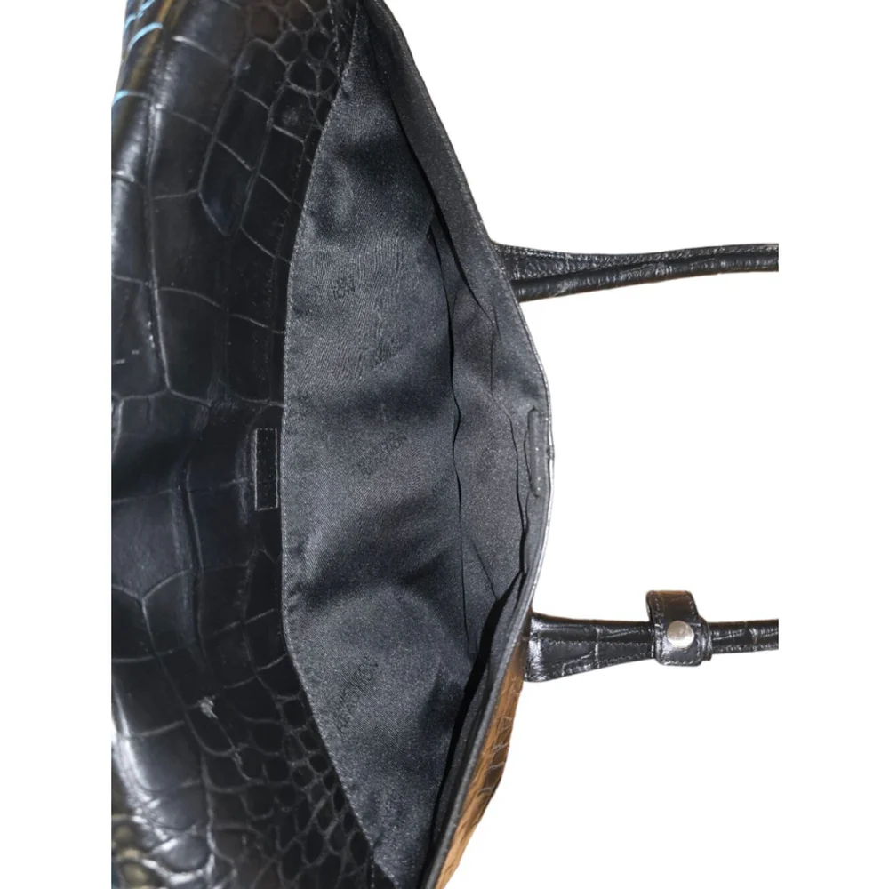 Vintage Kenneth Cole Reaction Black Faux Leather Crocodile Pattern Briefcase Bag - Picture 8 of 16